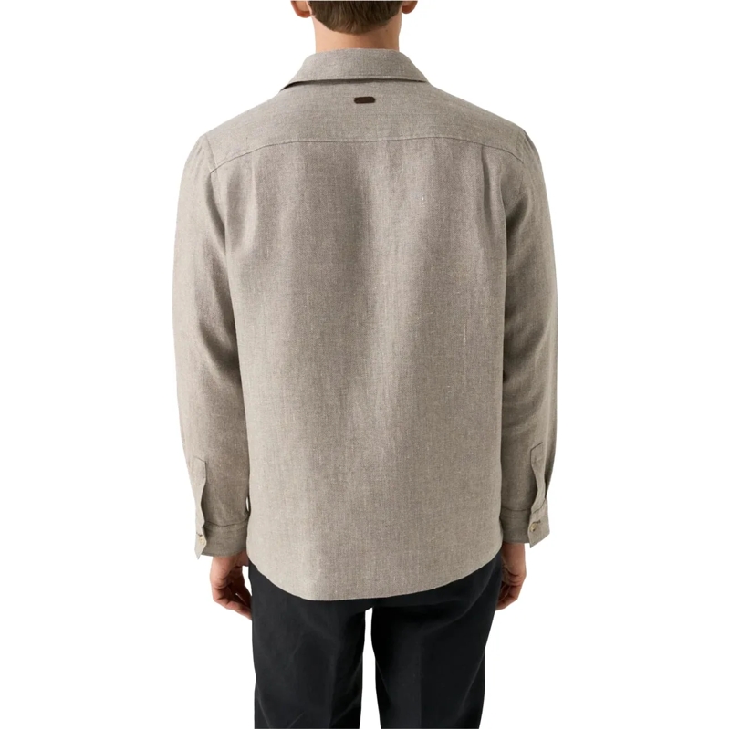 Eton Weste Eton Four Pocket Linen Lyocell Shirt Jacket Oversh beige(Image 4)