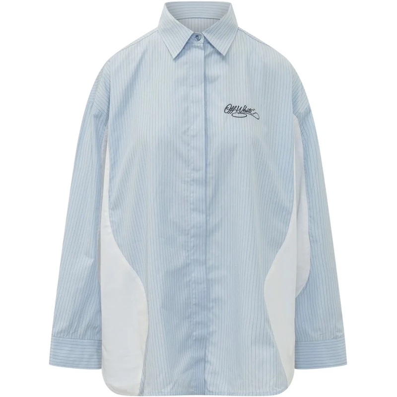 Off-White Bluse Camicia Stripe Pop Lover hellblau