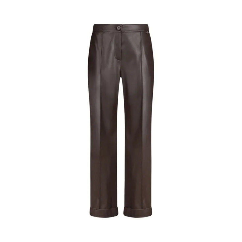 LIU JO  Coated Brown Wide-Leg Pants With Pressed Crease An Black