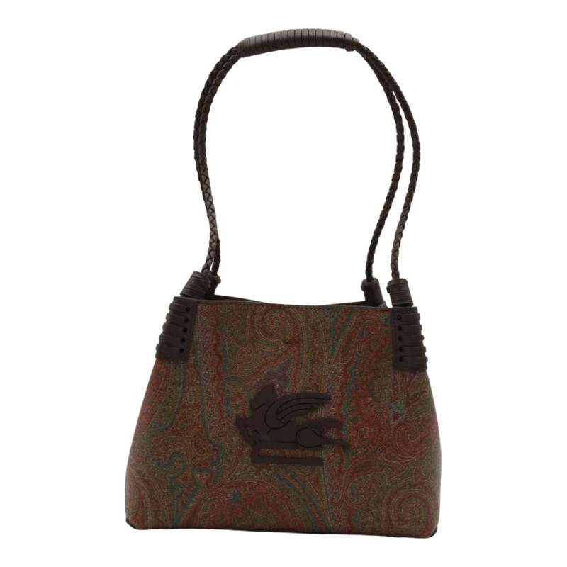 Etro Schultertasche Structured Handbag With Paisley Pattern Black
