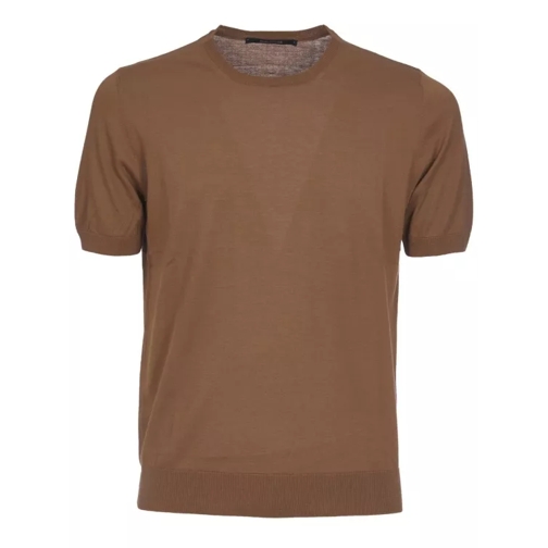 Tagliatore Brown Crew-Neck T-Shirt Brown T-shirts