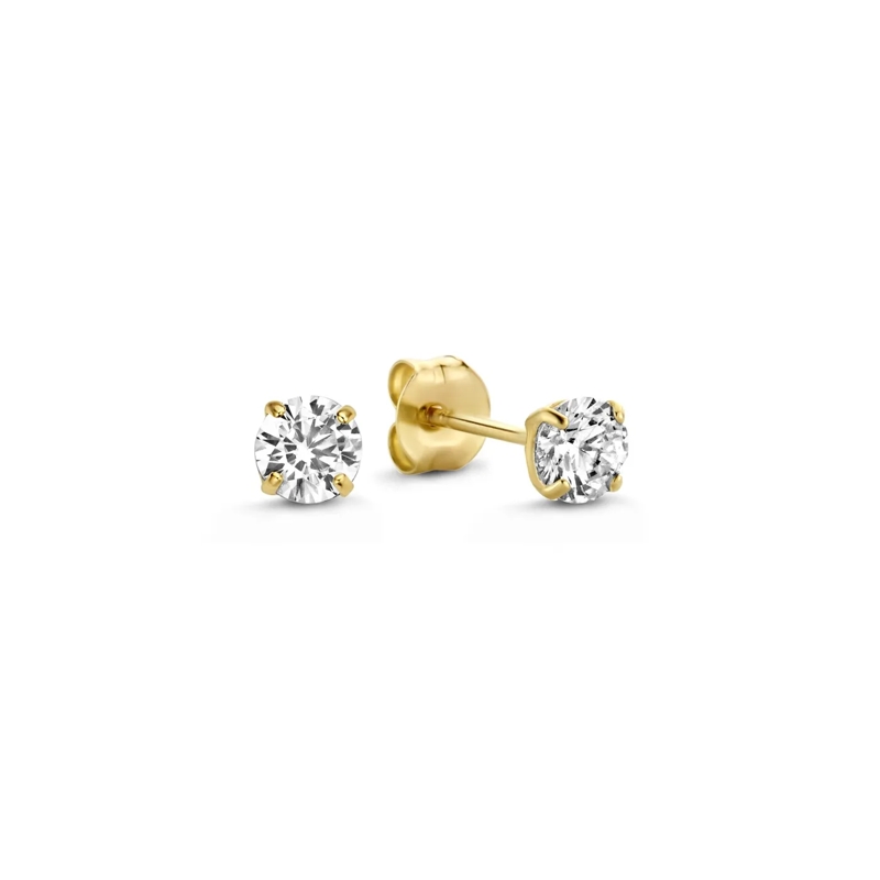 Isabel Bernard Boucles d'oreilles Le Marais Lourdes 14 Karat Ear Studs With Zirconia Gold