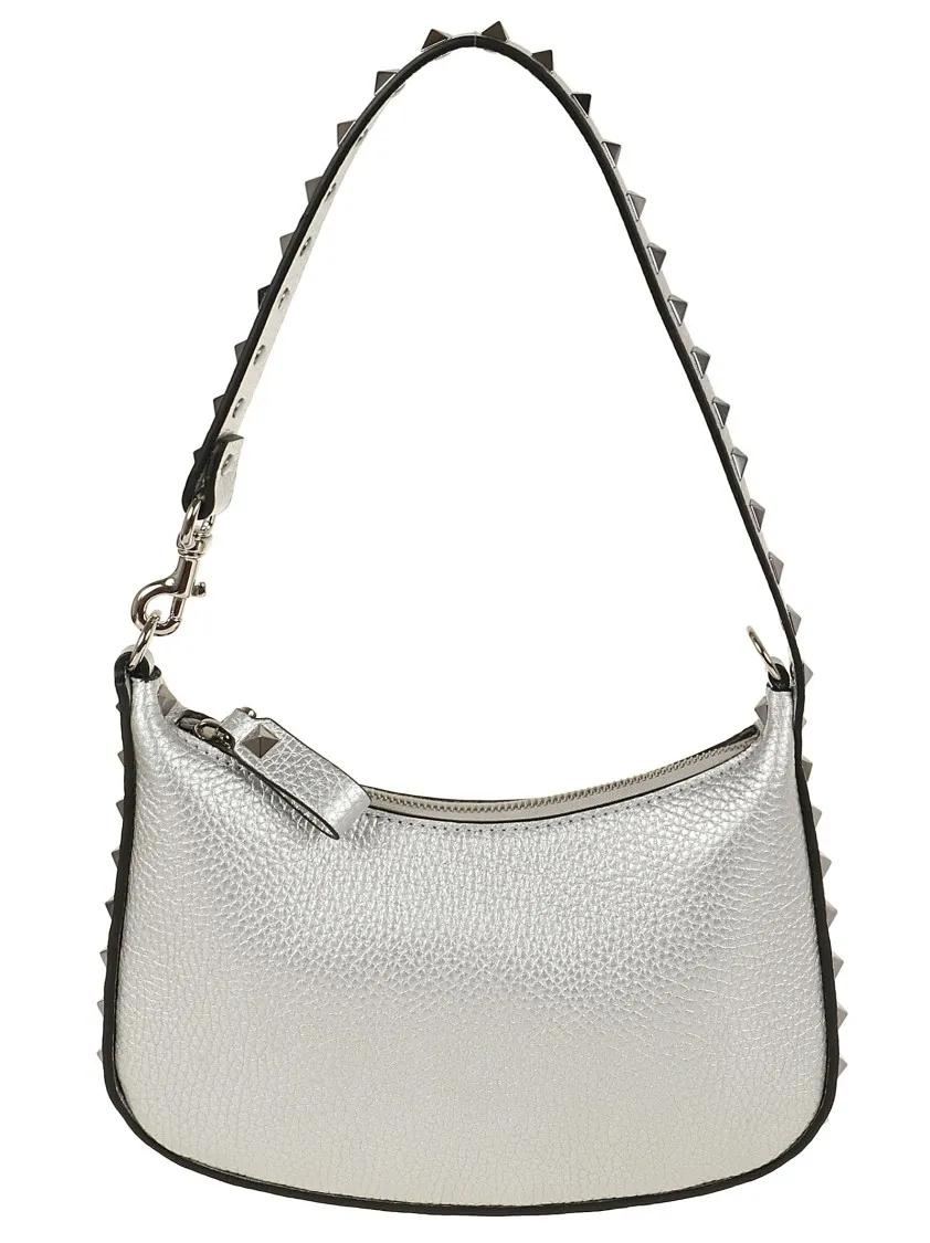 Valentino Hobo bags Mini Hobo Rockstud Bag in staalgrijs