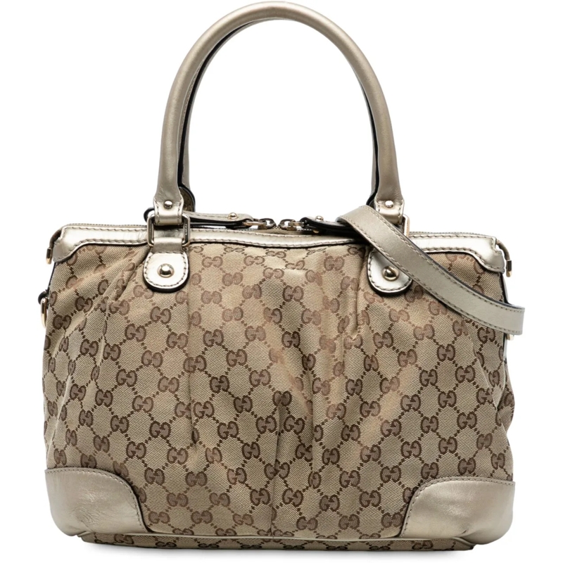 Gucci Schultertasche GG Canvas Sukey Satchel braun
