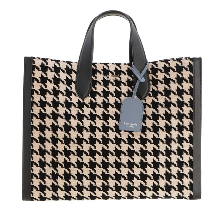 Kate Spade New York Manhattan Houndstooth Chenille Fabric Large Tote Black  Multi, Tote