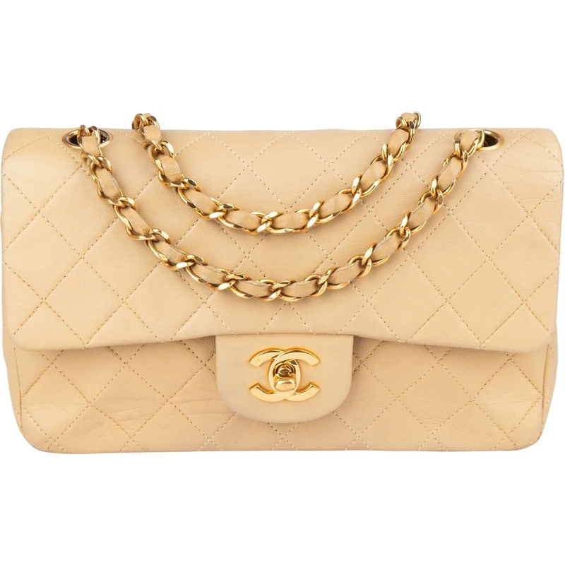 Chanel Tote Chanel Quilted Lambskin 24K Gold Small Double Flap beige