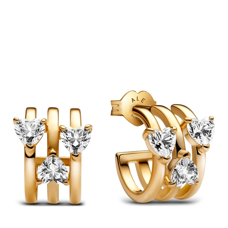 Pandora Créoles Hearts and lines 14k gold-plated hoop earrings 14k Gold-plated