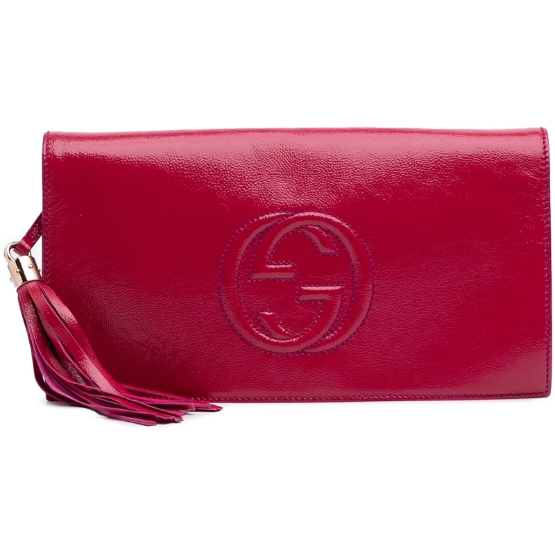 Gucci Pochette Soft Patent Soho Disco Clutch rose