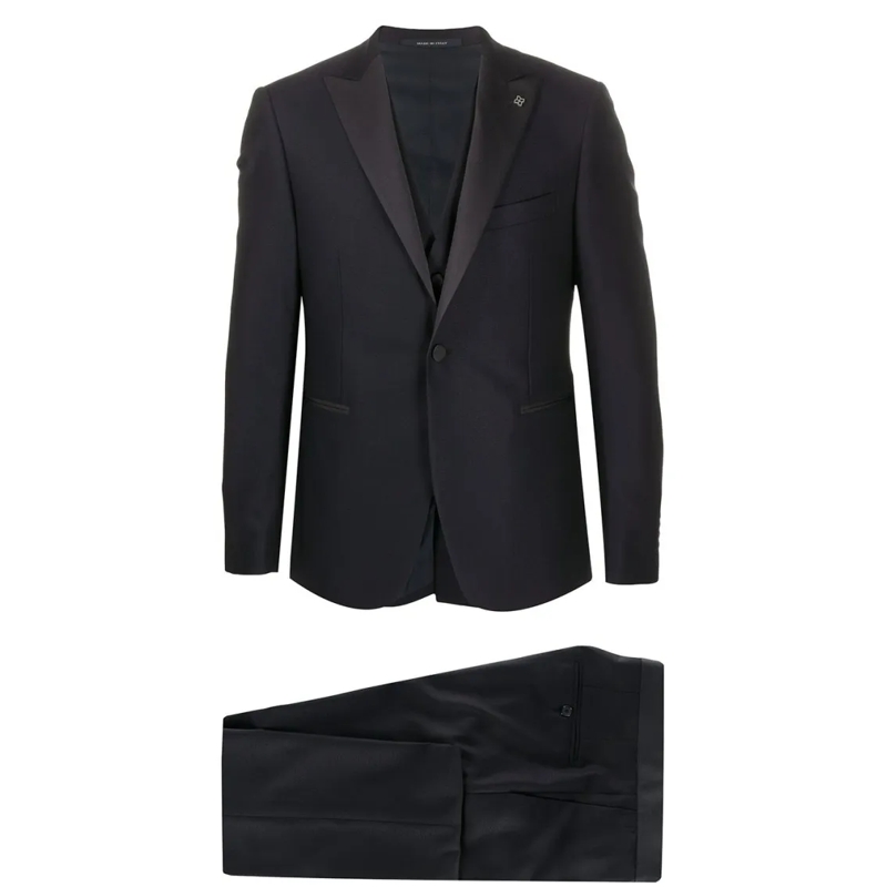 Tagliatore Anzugkombination Three-Piece Tailored Suit With Silk-Effect Lapels Black
