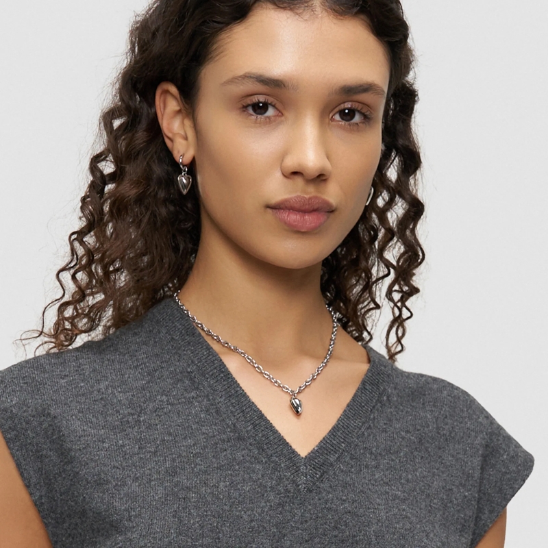 Liebeskind Berlin Ohrstecker Edelstahl Metal Heart silber(Image 2)