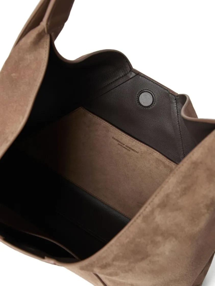 Thumbnail - Brunello Cucinelli Crossbody Bags - Tobacco Brown Calf Suede Handbag With Velvet Effec - Gr. unisize - in Braun - für Da...