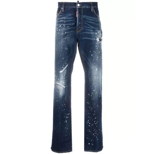Dsquared2 Twimphony Paint-Splatter Straight-Leg Denim Jeans Blue Jeans à jambe droite