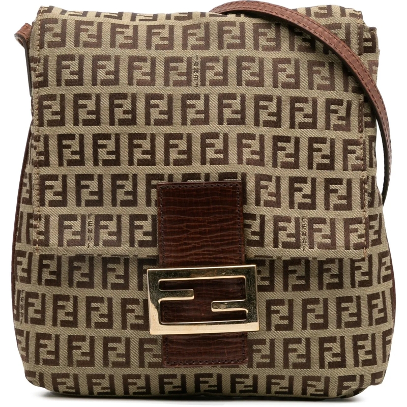 Fendi Schultertasche Zucchino Canvas Crossbody braun