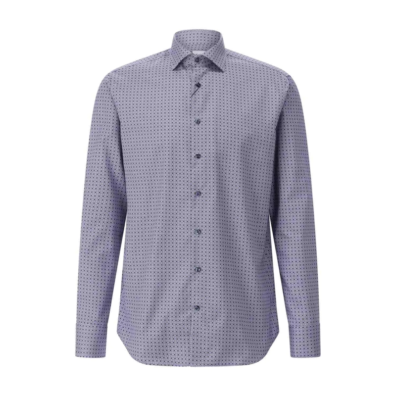 STENSTRÖMS Overhemd Regular-Fit Twillhemd mit Muster Blau