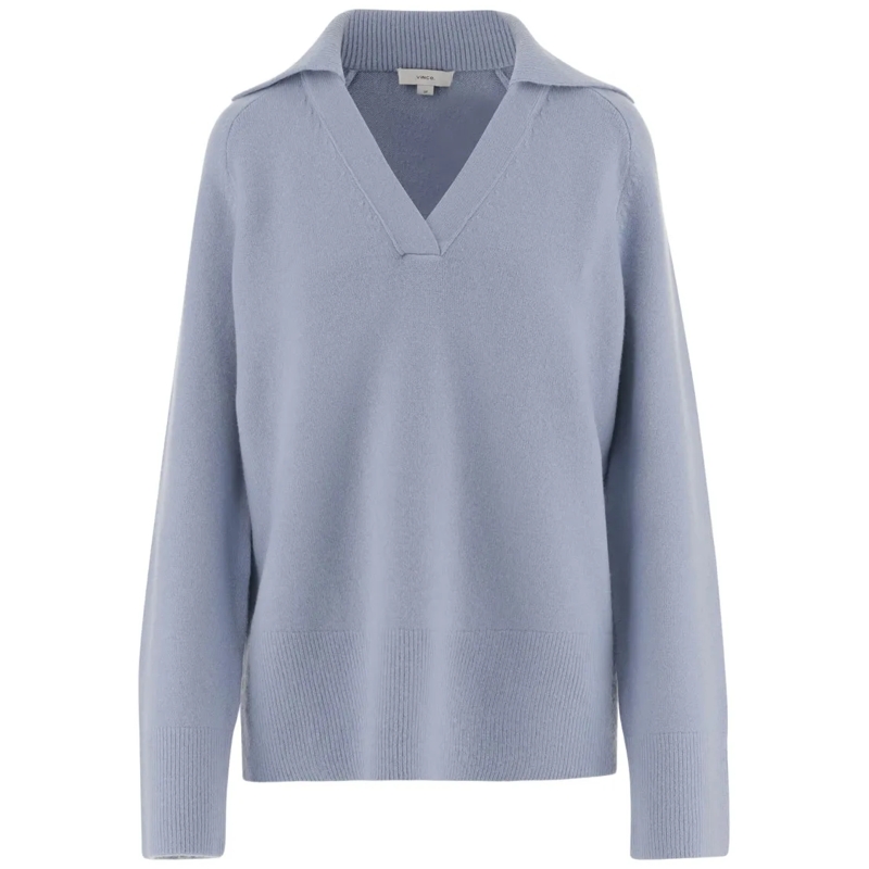Vince Trui Stretch Wool And Cashmere Blend Polo Sweater Grey