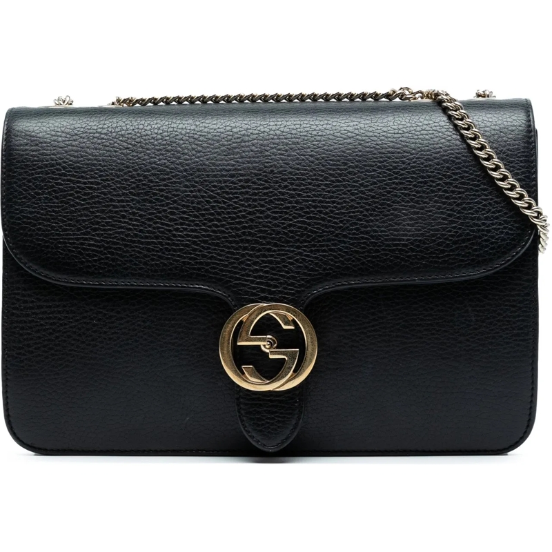 Gucci Sac à bandoulière Medium Dollar Calfskin Interlocking G Crossbody schwarz