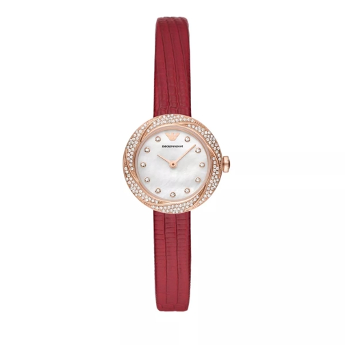 Emporio Armani Zweihand-Lederuhr red Quartz Horloge