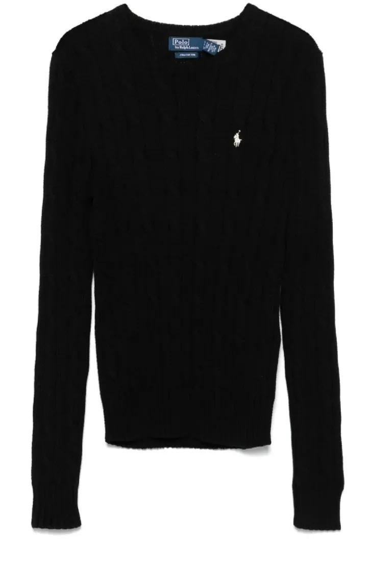 Thumbnail - Polo Ralph Lauren - Cable Knit Cotton Crewneck Sweater - Größe XS - schwarz