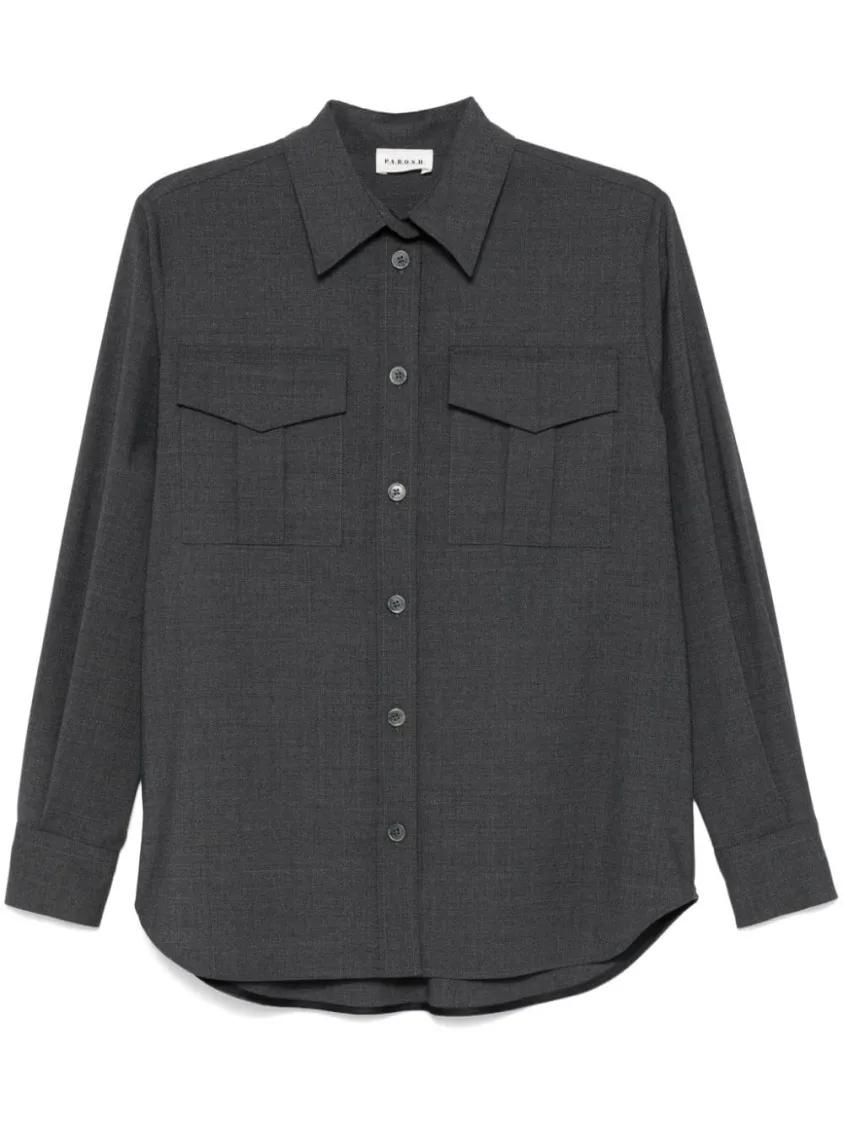 P.A.R.O.S.H. - Medium Grey Wool Shirt - Größe M - grau