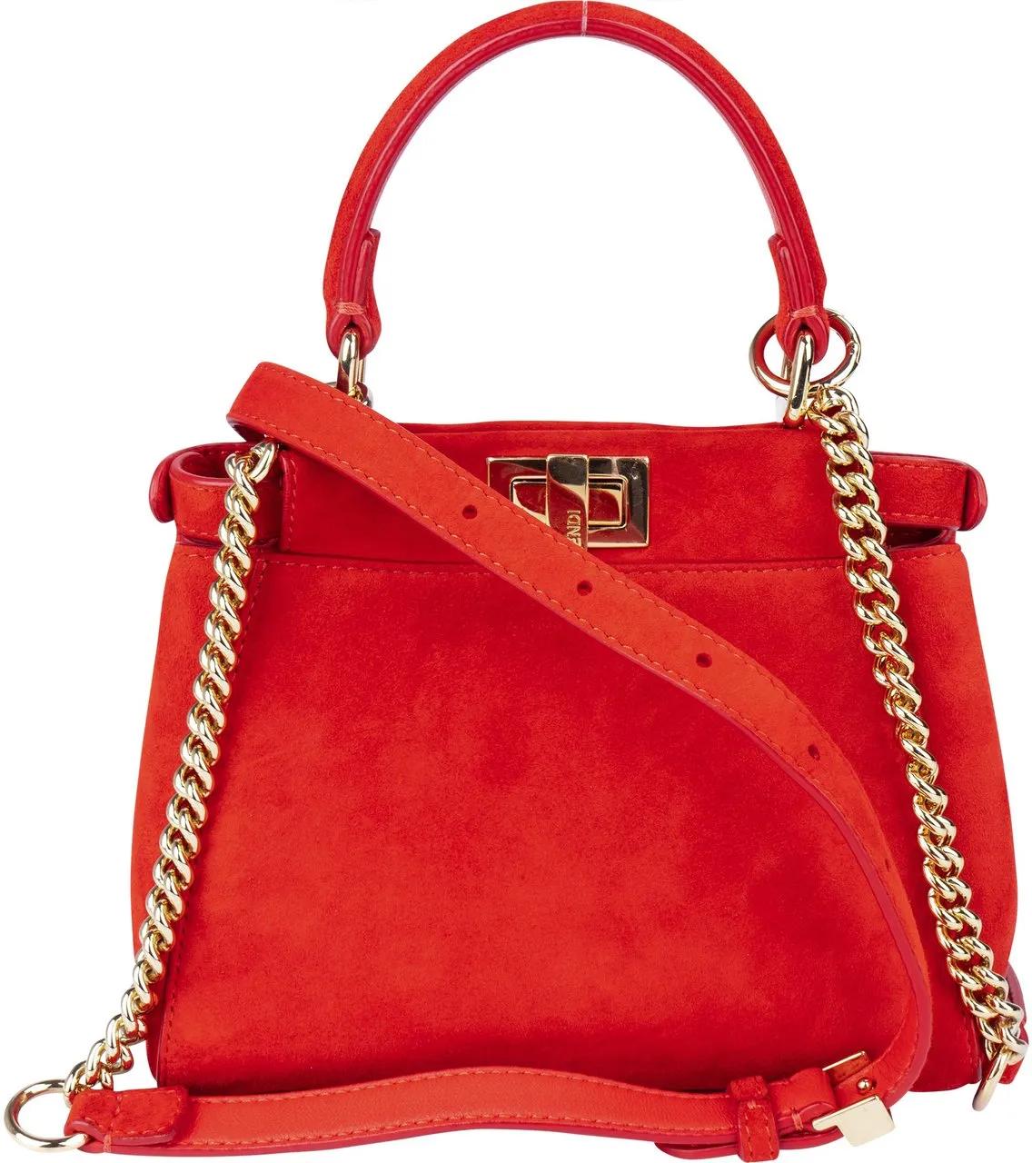 Thumbnail - Fendi Crossbody Bags - Fendi Red Suede Peekaboo Handbag - Gr. unisize - in Rot - für Damen