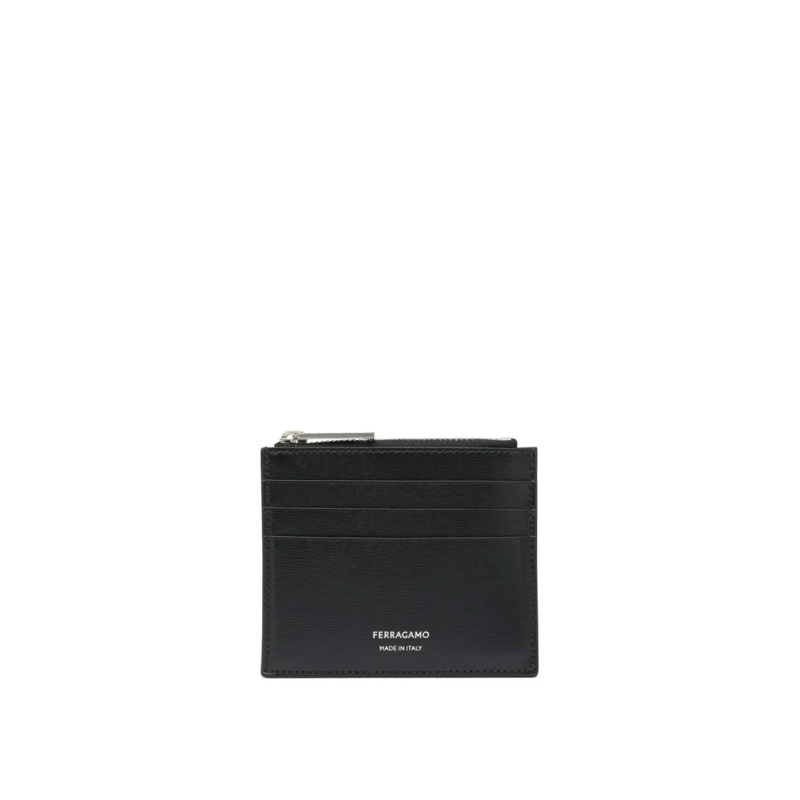 Salvatore Ferragamo Geldbörse Slim Black Calf Leather Wallet Black