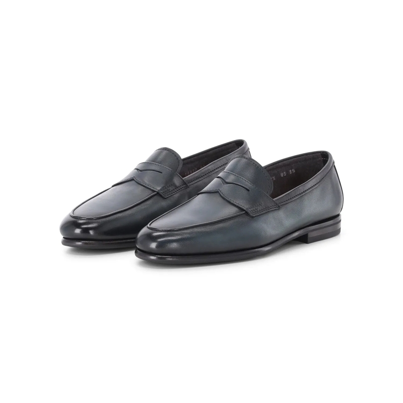 Santoni Loafer Loafer aus Leder Dunkelblau