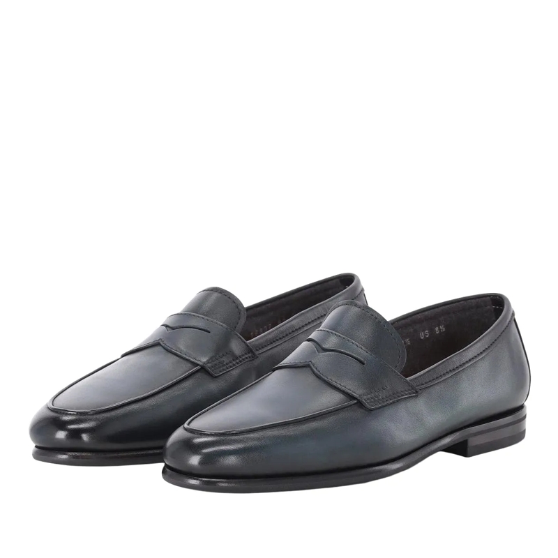 Santoni Loafer Loafer aus Leder Dunkelblau