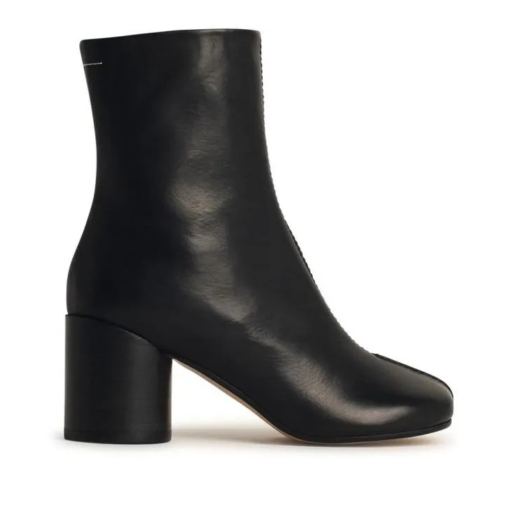 MM6 Maison Margiela Black Leather Ankle Boots Black | Stiefel