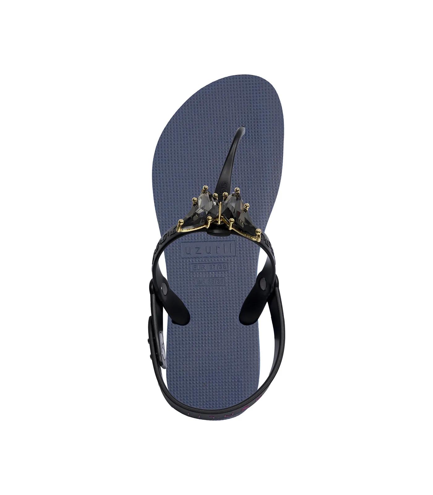 Thumbnail - UZURII Slipper & Pantoletten - Zehentrenner Python Bronze - Gr. 37_38 - in Blau - für Damen