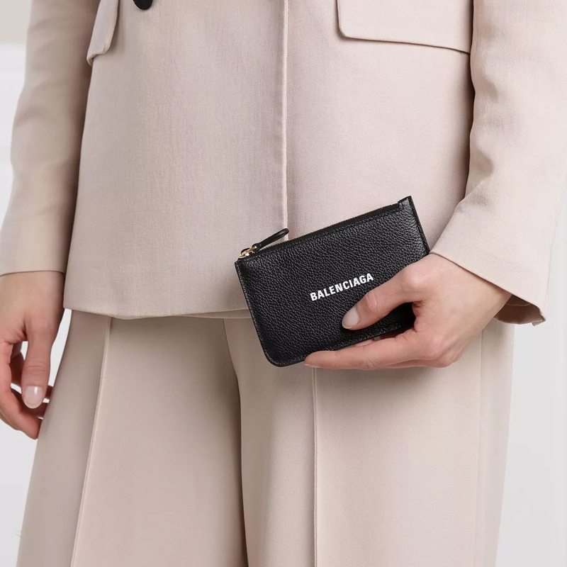 Balenciaga Münzportemonnaie Coin Wallet Leather  Black White(Image 2)