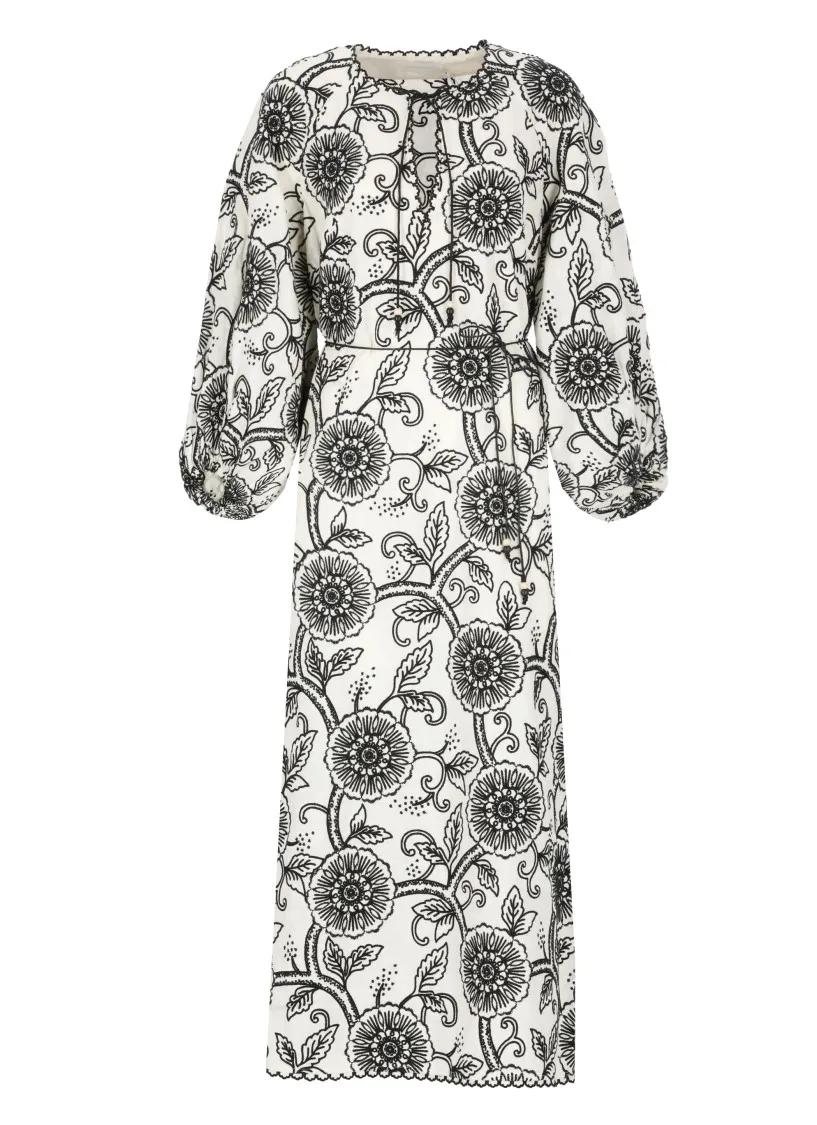 Thumbnail - Zimmermann - Tallow Embroiderd Midi Dress - Größe 44 - beige