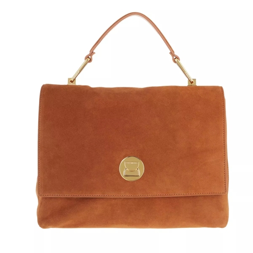 Coccinelle Handbag Suede Leather Chestnut Crossbodytas