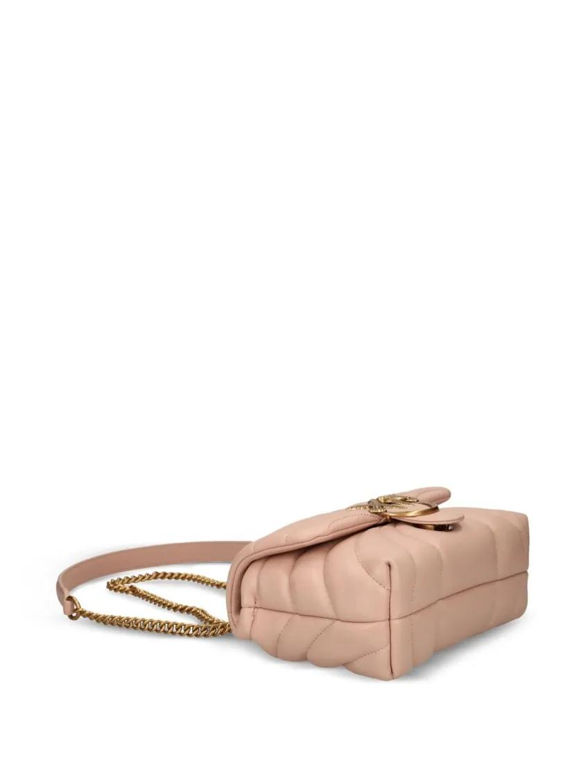 Pinko Hobo bags Quilted Flap Bag With Decorative Emblem And Chain in roze