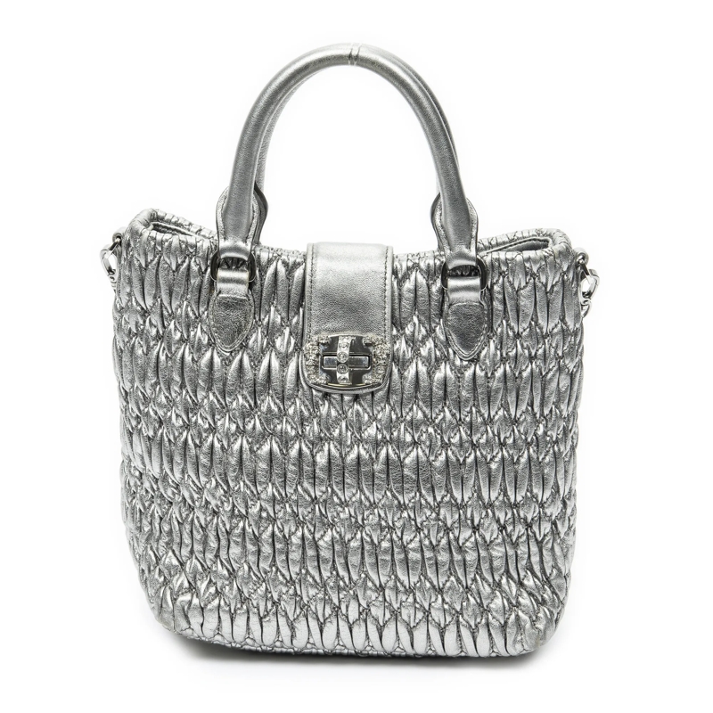 Miu Miu Crossbody Bag Small Turn Lock Crystal Tote metall