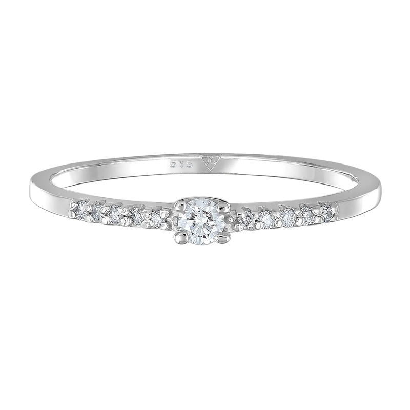 Elli Ring Ring Diamant Verlobung Hochzeit (0.11 ct) 585 Weiß weiss(Image 2)