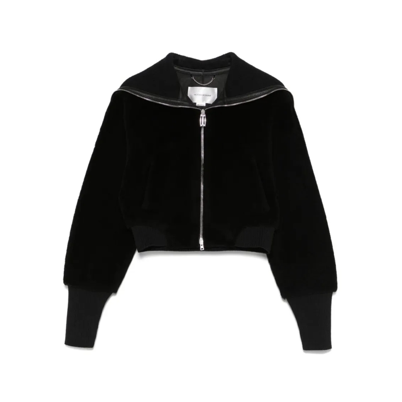 Victoria Beckham Übergangsjacke Cropped Black Bomber Jacket Black