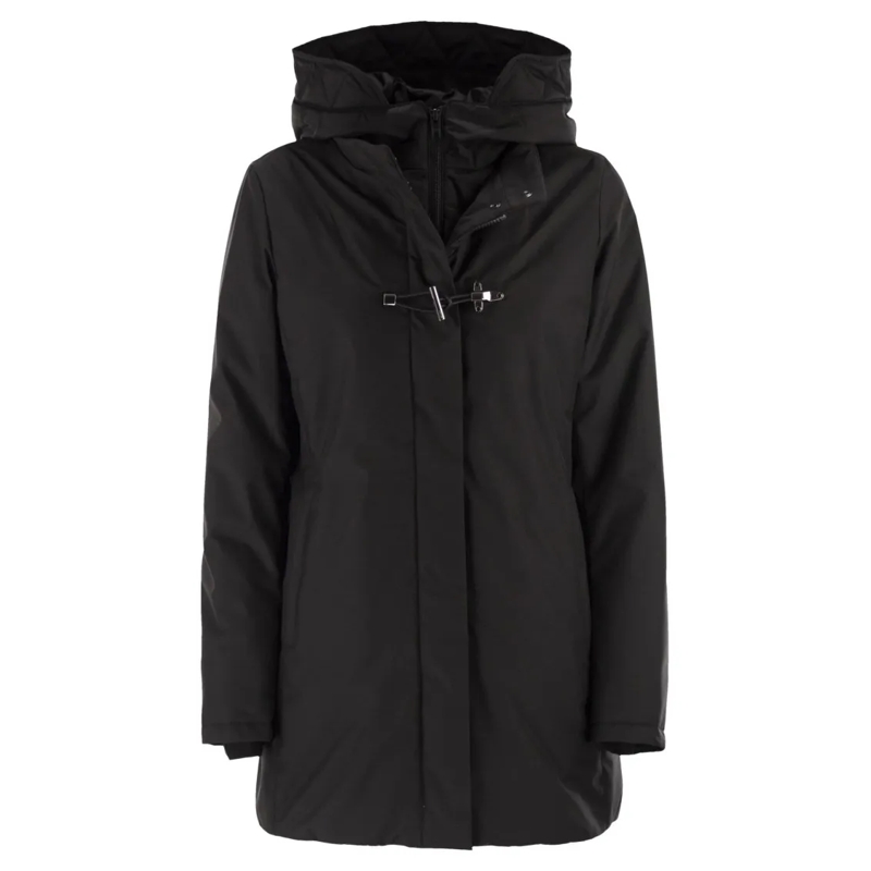 Fay Parka Technical Gabardine Toggle Coat Black