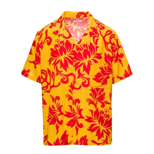 Erl Orange Bowling Shirt With Tropical Flowers Print I Orange 