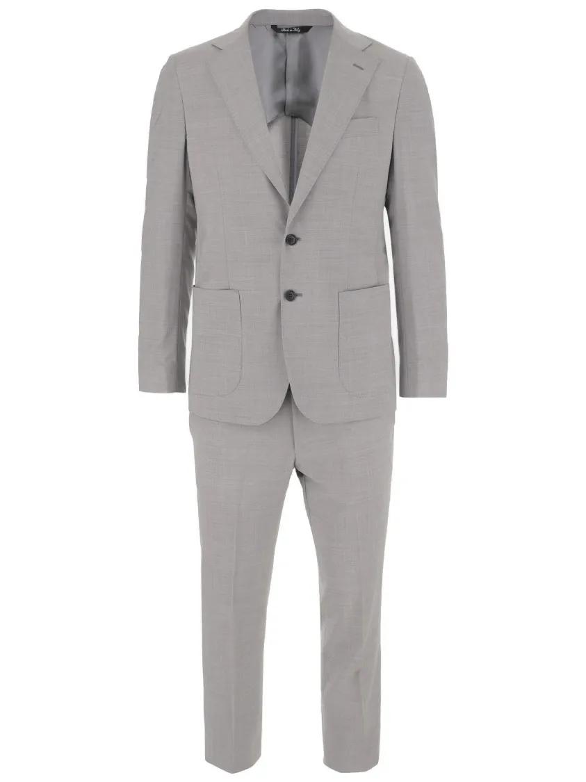 Thumbnail - Brian Dales - Light Gray Wool Suit With Single-Breasted Blazer A - Größe 48 - grau