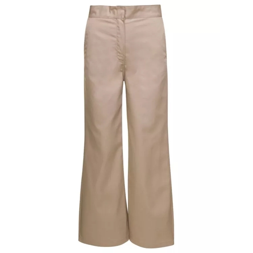 Palm Angels Beige Wide Pants With Concealed Fastening In Polye Pink Marlene byxor