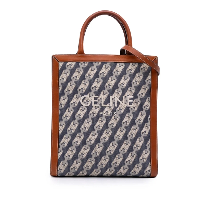 Celine Schultertasche Small Triomphe Canvas Maillon Vertical Cabas Satch blau