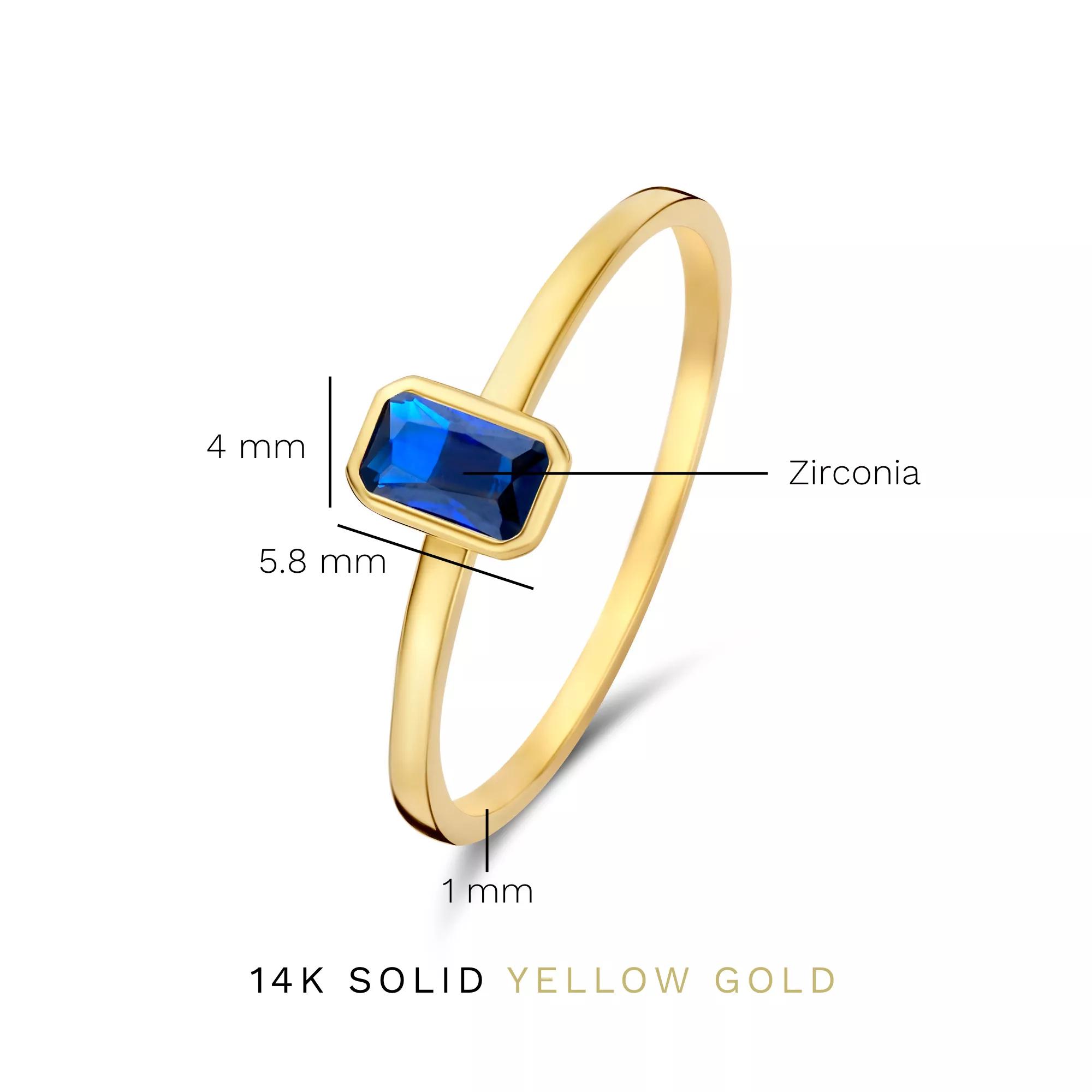 Thumbnail - Isabel Bernard Ring - Baguette Nila 585 Gold Ring - Gr. 48 - in Blau - für Damen