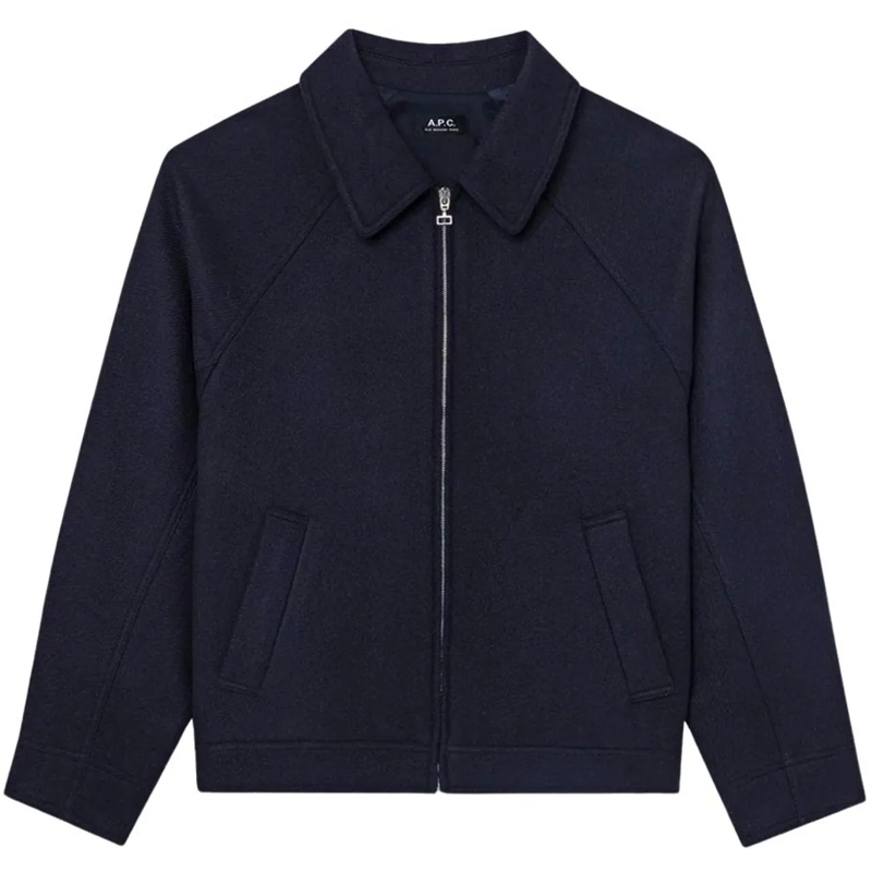 A.P.C. Donsjas Rich Blue Wool Blend Structured Blouson Jacket Black
