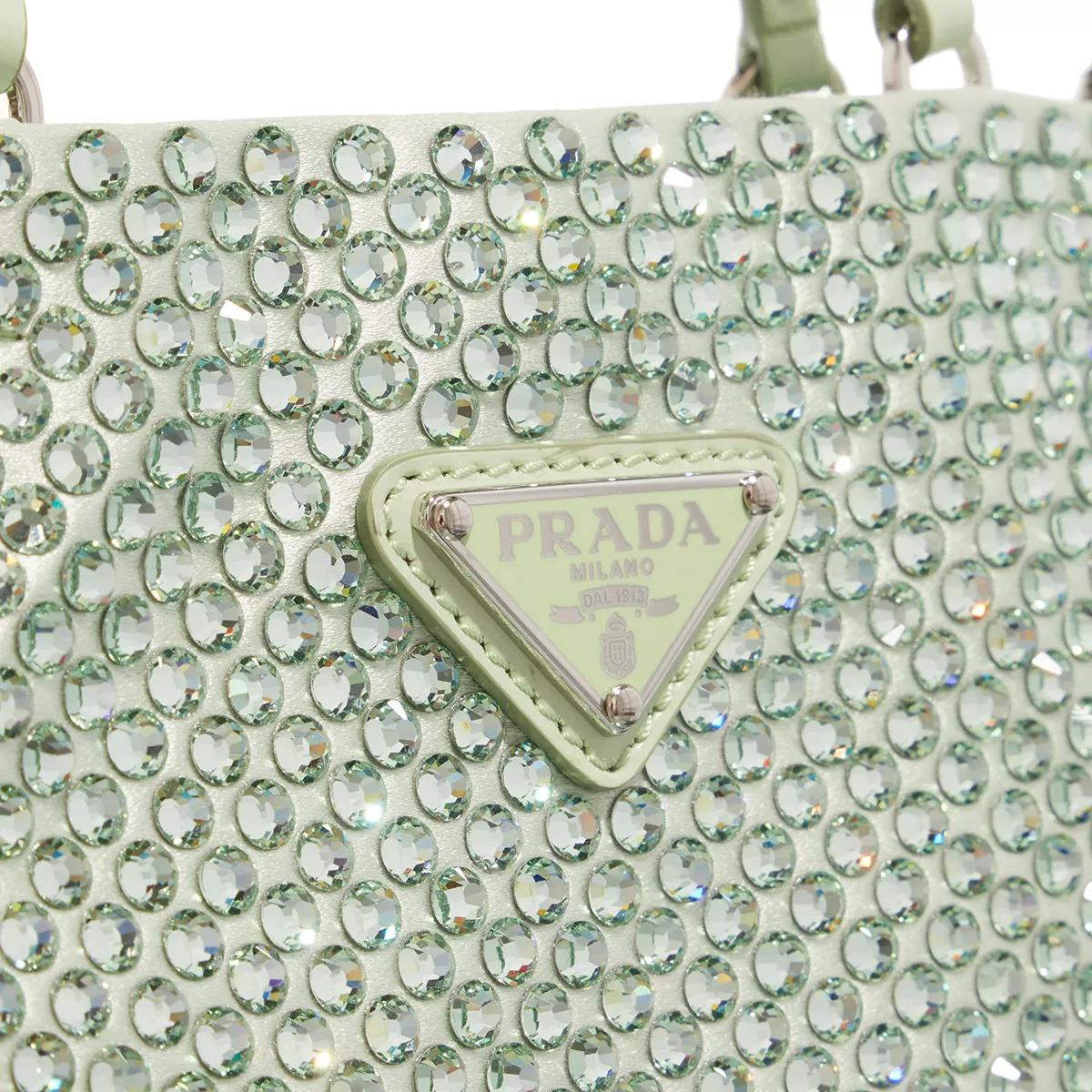 Prada Embellished Satin Handbag Aqua in Satin/Synthetic Crystals with  Silver-tone - US