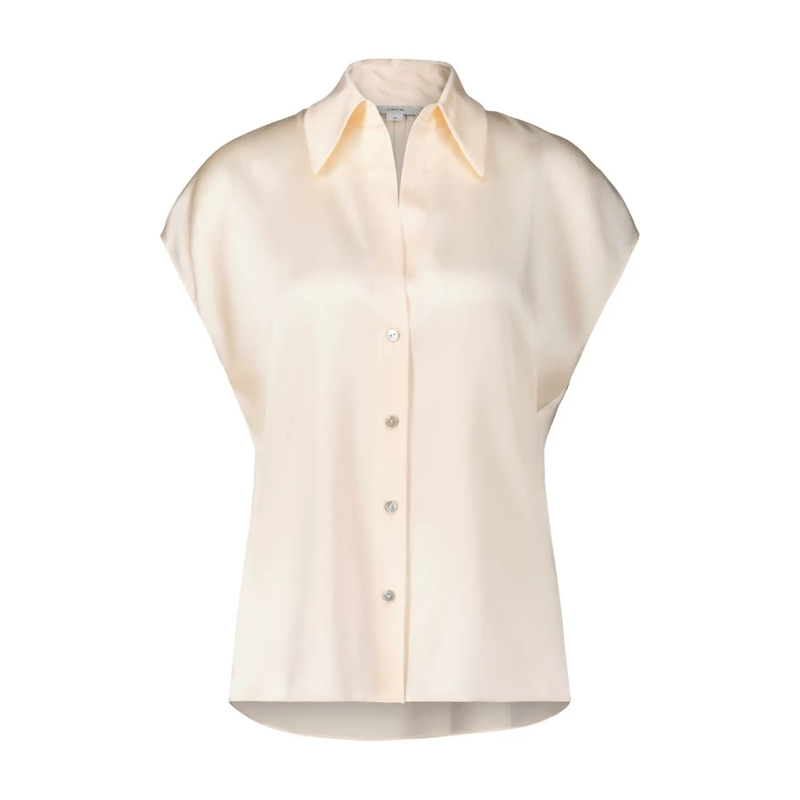 Vince Blouse Blusen-Top aus Seide Creme