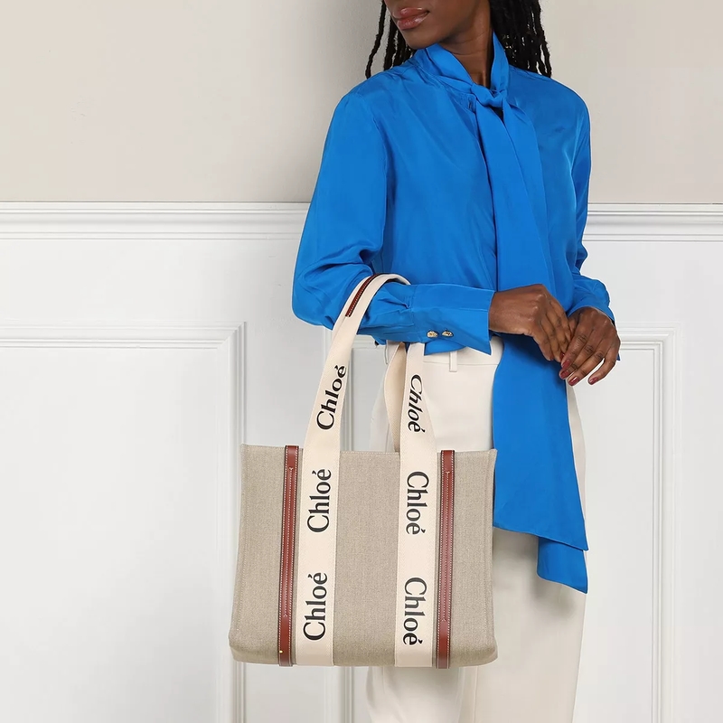 Chloé Tote Woody White Brown(Image 2)