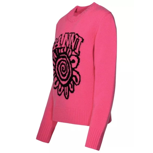 GANNI Fuchsia Wool Blend Sweater Pink 