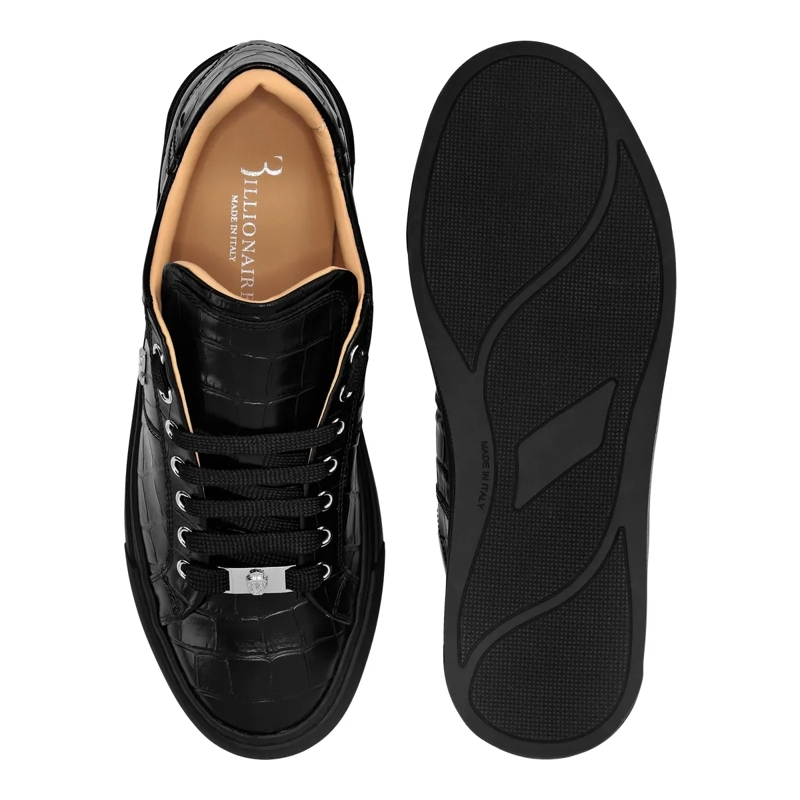 BILLIONAIRE Low-Top-Sneaker Lo-Top Turnschuhe Cocco Crocco Geprägt schwarz(Image 3)