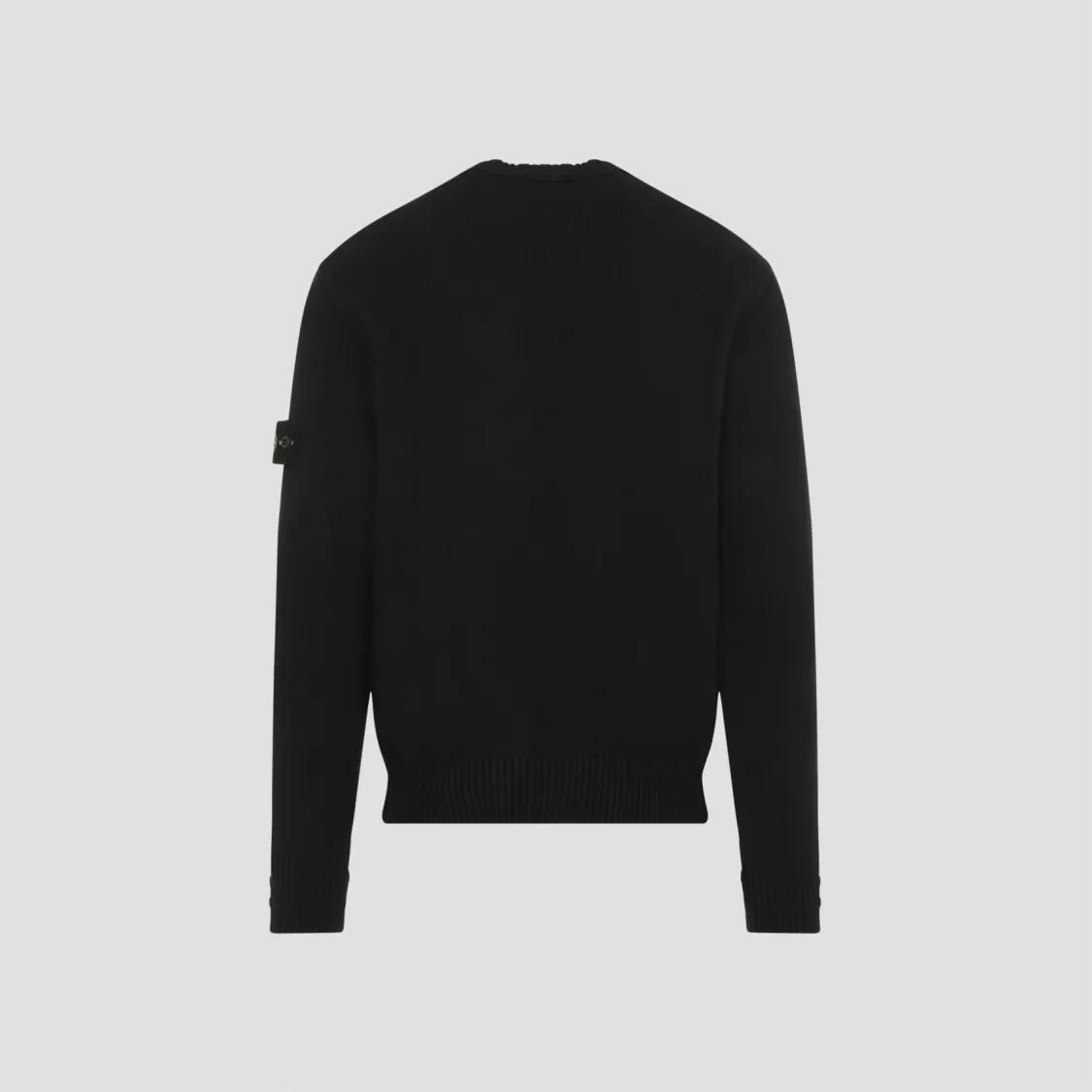 Stone Island Black Cotton Crewneck Sweater Black Pullover