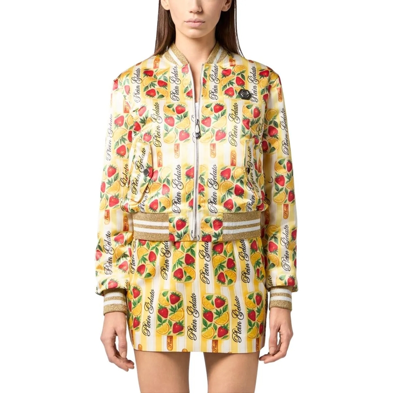 Philipp Plein Blouson Satin Bomber Jacket Ice Cream gelb(Image 2)